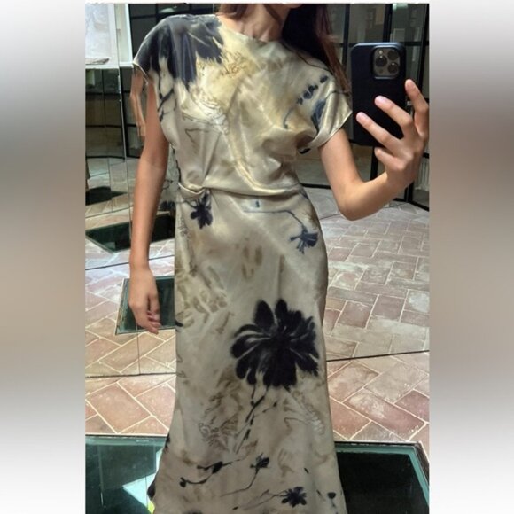 ZARA SATIN EFFECT MIDI DRESS - Picture 2 of 6